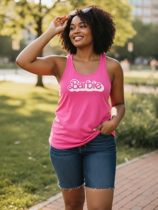 Barbie Tops - Barbie Women's Hot Pink Logo Tank Top